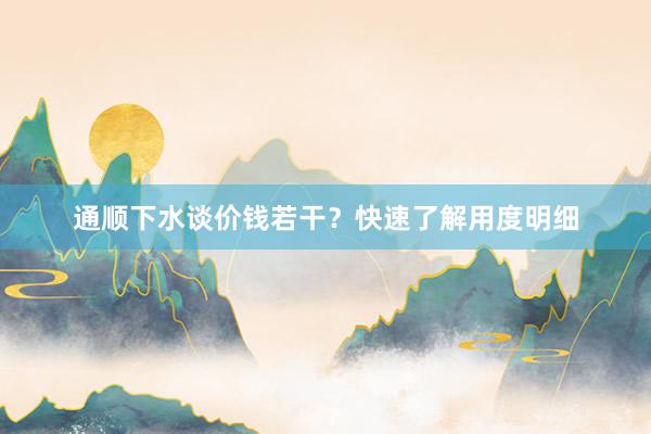 通顺下水谈价钱若干？快速了解用度明细